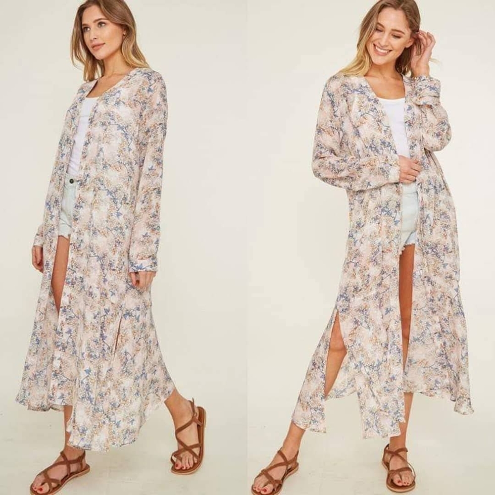 Floral Long Sheer Kimono
